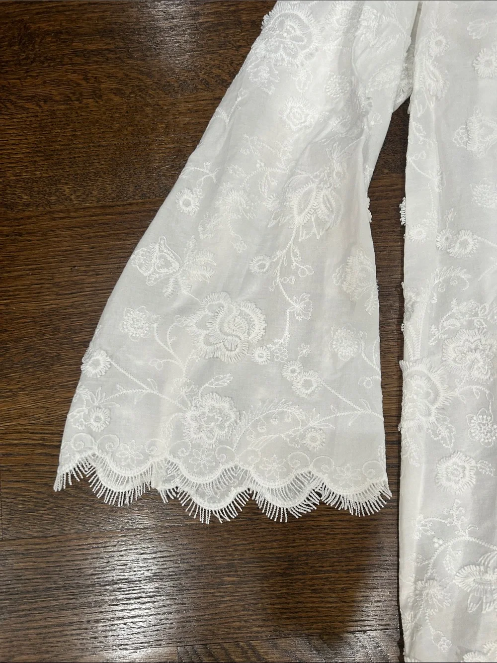 Michael Kors White Embroidered Tie-Neck Tunic